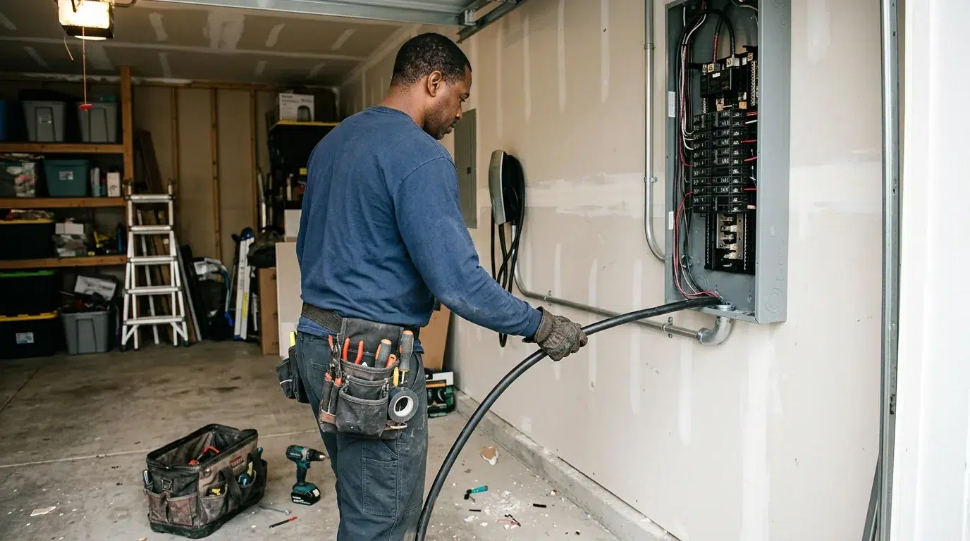 Dedicated 240-volt circuit and breaker for an EV charger at a residential electrical panel